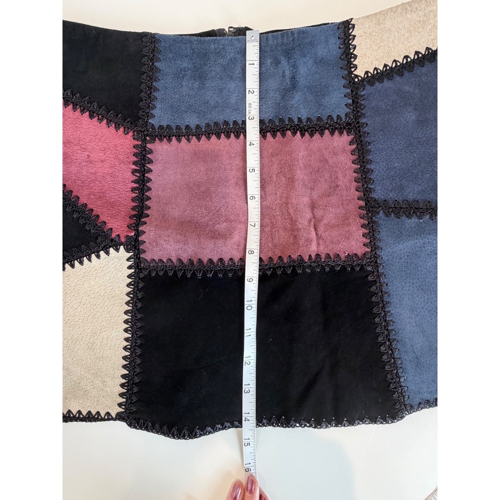 Zara Women's Suede Patchwork Mini Skirt, Multi-colored Panels, Size M - Picture 2 of 6